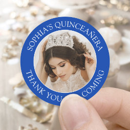 Quinceañera Simple Photo Royal Blue Tack Runt Klistermärke