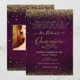 Quinceañera, skriven i Star, DIY Burgundy Inbjudningar
