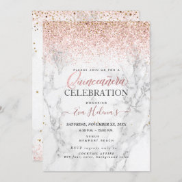 Quinceañera, skriven i Star, Marble+Ro Guld Inbjudningar