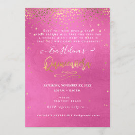 Quinceañera , skriven i Stars, DIY Rosa Inbjudningar
