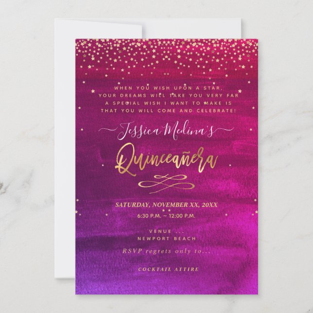 Quinceañera, skriven i Stars, Röda ombres kort (Framsida)