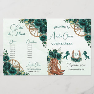 Quinceañera Smaragdgrön Blommig Charro Program