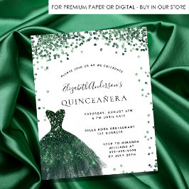 Quinceanera smaragdgrön klänning budget inbjudan