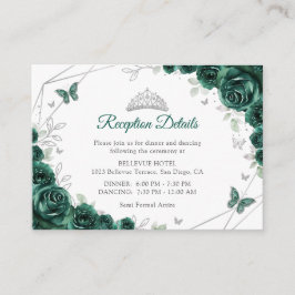 Quinceanera Smaragdgrön Silver Blommiga Detaljer Tilläggskort