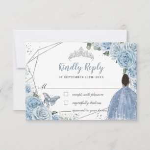 Quinceañera Soft Baby blue Blommigt Brown Princess OSA Kort