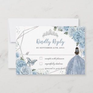 Quinceañera Soft Baby blue Blommigt Ro Princess OSA Kort
