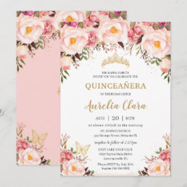 Quinceañera Soft  Blommigt Guld Tiara Butterfly Inbjudningar