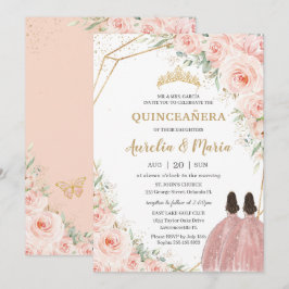 Quinceañera Soft  Blommigt Ro Flowers Twillingar Inbjudningar