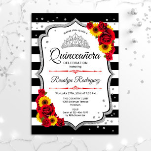 Quinceanera - Solblommor Ro Inbjudningar