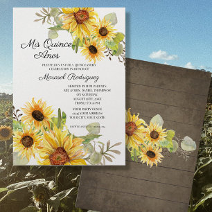 Quinceanera Solrosblommans Blommigt Födelsedagsfes Inbjudningar