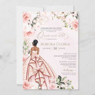 Quinceanera Söt Rosa Vackert  Ro 15:e Inbjudningar