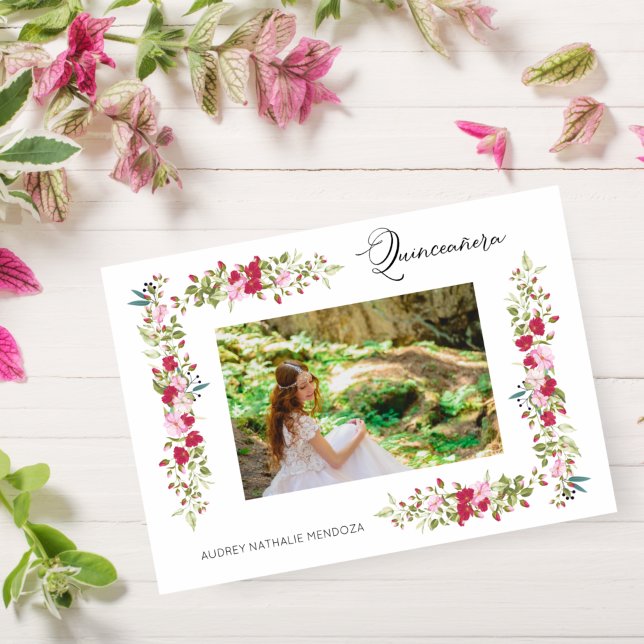 Quinceañera Spansk Whimsical Typography Inbjudningar (Skapare uppladdad)
