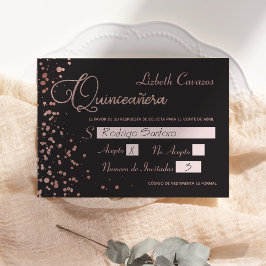 Quinceanera Spanska svarskort, Ro Guld OSA Inbjudningar