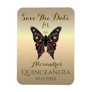 Quinceanera Spara Datum 15-årsdag Fjäril Magnet