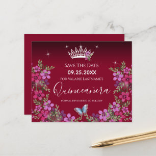 Quinceañera - Spara datum med blommor och fjäril