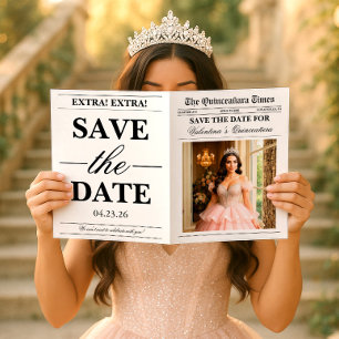 Quinceañera Spara Datum Tidningsfotosession Kort