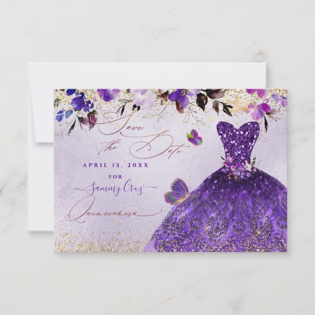 Quinceanera Spara datumvåld Lila Dress Datumet (Framsida)