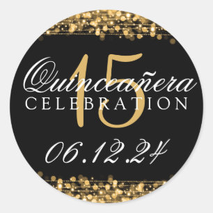 Quinceanera Sparkles den 15th födelsedagsfesten Runt Klistermärke