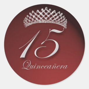 Quinceanera Stickers med Tiara Runt Klistermärke
