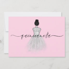  Quinceanera, svart och vit klassisk klänning Inbjudningar