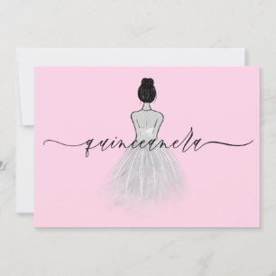  Quinceanera, svart och vit klassisk klänning Inbjudningar