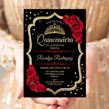 Quinceanera - Svart Röd Guld