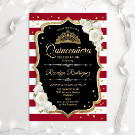 Quinceanera - Svartvit Guld Inbjudningar