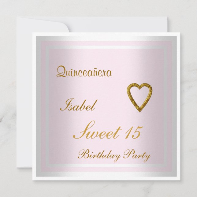 Quinceañera Sweet 15 Birthday Invation Rosa Inbjudningar (Framsida)