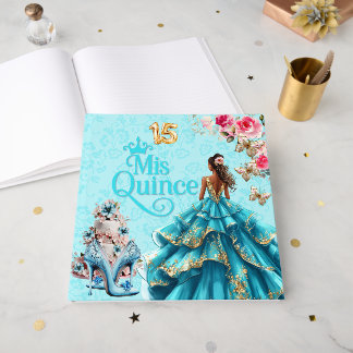 Quinceañera Sweet 15 Turkosblått Gästebok Gästböcker