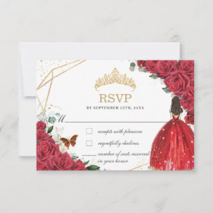 Quinceañera Sweet 16 15 Birthday Röd ros Blommigt OSA Kort