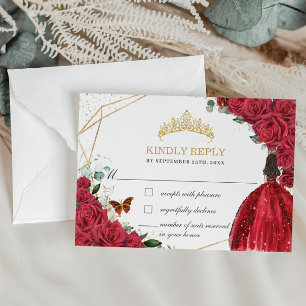 Quinceañera Sweet 16 Birthday Röd ros Blommigt OSA Kort