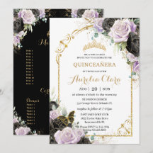 Quinceañera Sweet 16 Black Lilac Blommigt Padrinos