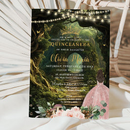 Quinceañera Sweet 16 Enchanted Forest  Blommigt Inbjudningar