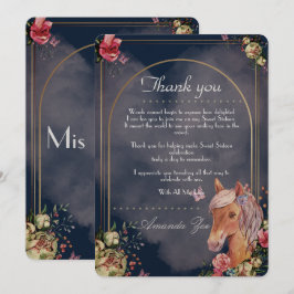 Quinceañera/Sweet 16 Horse design Tackkort Inbjudningar