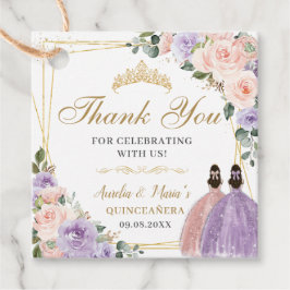 Quinceañera Sweet 16 Lilac  Blommigt Twin Girls Gåvor Etiketter