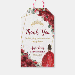 Quinceañera Sweet 16 Red Flowers Blommigt Dress Go Presentetikett