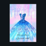 Quinceanera Sweet 16th Blue Rosa HoloGraphics Dres Inbjudningar<br><div class="desc">lyxhändelse för florenceK-elegant</div>