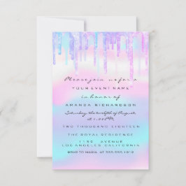 Quinceanera Sweet 16th Unicorn HoloGraps Dress Inbjudningar