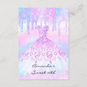 Quinceanera Sweet 16th Unicorn HoloGraps Dress Inbjudningar