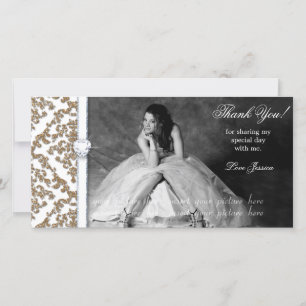 Quinceanera Sweet sixteen Glitter Damask Tack Kort