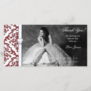 Quinceanera Sweet sixteen Glitter Damask Tack Kort