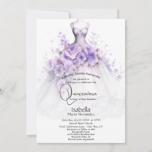 Quinceañera Syrliga blommiga klänning Inbjudningar