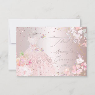 Quinceanera tack blush glitterklänning inbjudningar