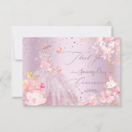 Quinceanera Tack Dusty Ro Glitter Gown Inbjudningar