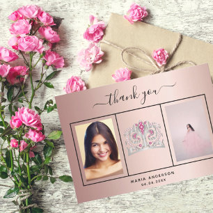 Quinceanera-tack för att du anpassningsbar fotot r tack kort