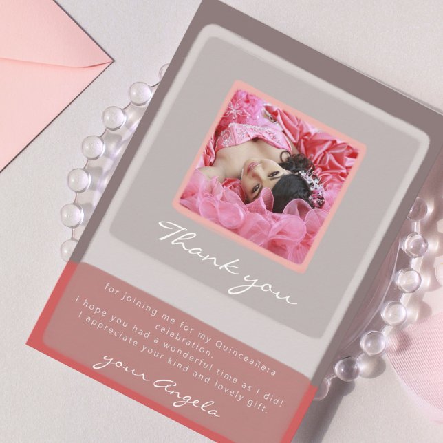 Quinceañera tack för att du fick ett kort med foto (Skapare uppladdad)
