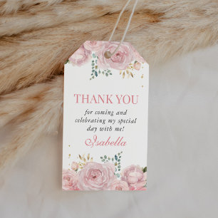Quinceanera-Tack för Rosa Blommigt Presentetikett