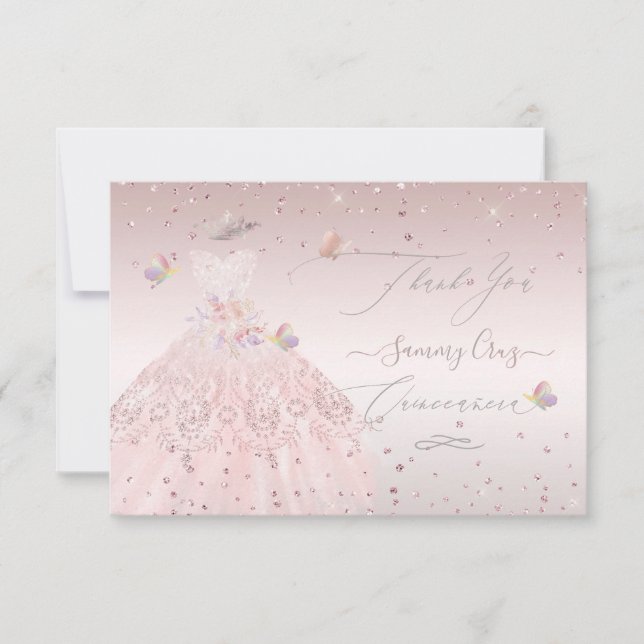 Quinceanera Tack  Glitter Gown-inbjudan Inbjudningar (Framsida)