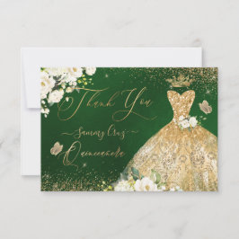 Quinceanera Tack Grönt Guld Glitter Gown 