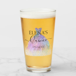 Quinceañera Tall Glass Party Favor Personlig Glaskopp
